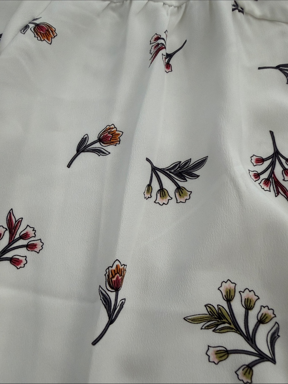 LOFT White Floral Button-Front Ruffle Blouse - Picture 3 of 8